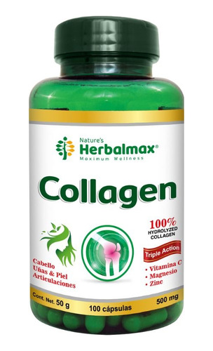 Colageno + Vitamina C + Magnesio Y Zinc 500 Mg Pack 2 Frasco