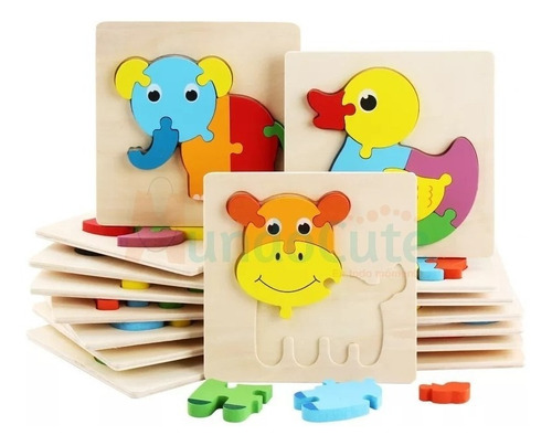 Imagen 1 de 4 de Promo 3 Rompecabezas 3d Montessori Animales