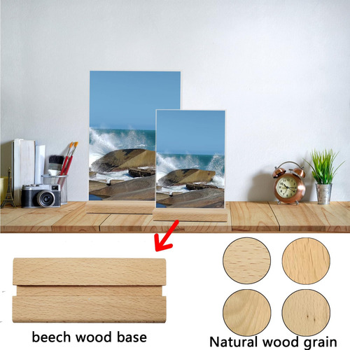 3 Paquete De Letrero Acrílico Con Base De Madera, Soporte De