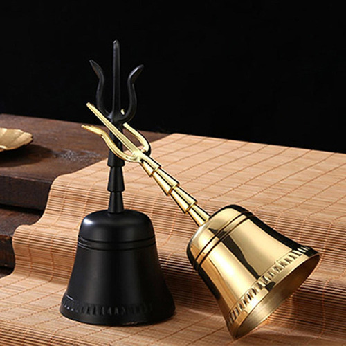 Sino De Chamada De Mão Objetos Rituais Portáteis Preto