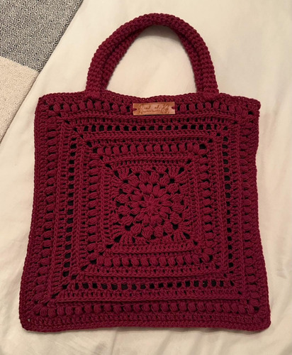 Bolso Artesanal Bolsa Cartera De Hombro Tejido Al Crochet Bordó