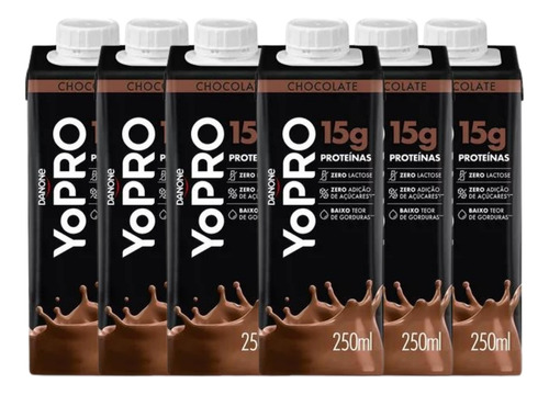 Danone Yo Pro  Chocolate 15g Proteina Whey Yopro 6 unidades