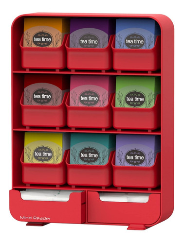 Mind Reader Organizador Dispensador Bolsas Té Color Rojo