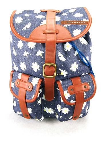 Mochila Com Tampa Dmw Flores Ref 48962