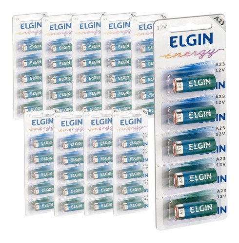 50 Pilhas Baterias Elgin 23a 12v A23 Alcalina 10 Cartelas