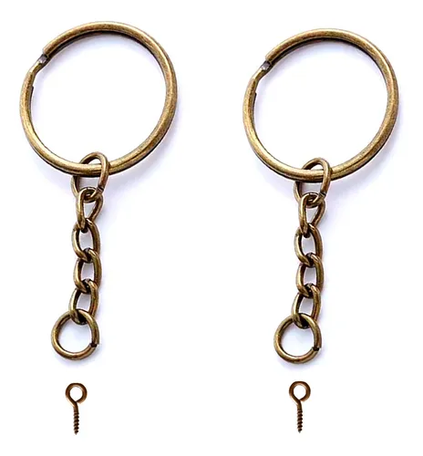 comprar 100 Aros 25 Mm Con Cadena Y Piton Llaveros Bronce Antiguo