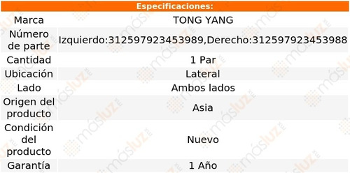 2- Guías Defensa Traseras Lat Sentra 2013/2019 Tong Yang