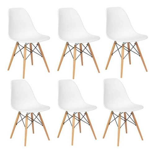 Kit 6 Sillas Eames Moderna Minimalista Sala Comedor 