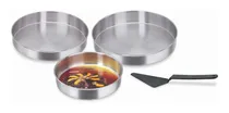 Comprar Set X3 Fuentes Asaderas Redondas Aluminio + Espátula