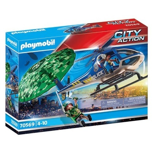 Playmobil Helicoptero Policia Persecucion Paracaidas 70569