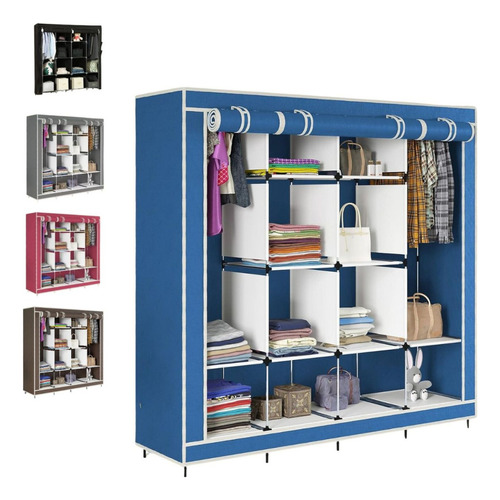 Closet Armable Ropero Organizador Para Ropa Rack Guardaropa Color Azul