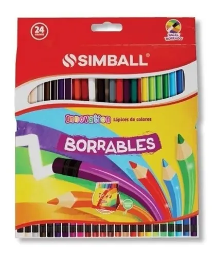 Lapices De Colores  Simball X 24 Borrables - Librería Jr