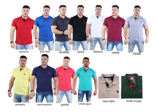 Revenda 05 Camisa Masculina Polo Plus Size Especial G1 Ao G3