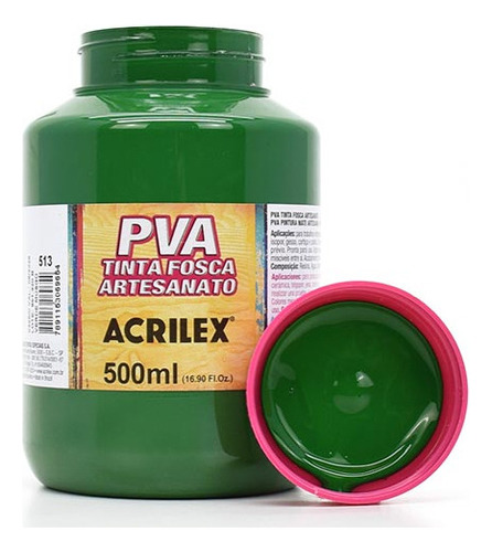 Tinta Pva Fosca Para Artesanato 500ml - Acrilex 834 - Palha Cor 513 - Verde Musgo