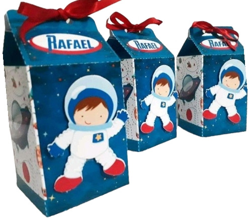 Caja Milk Box Astronauta X 10 Con Relieve