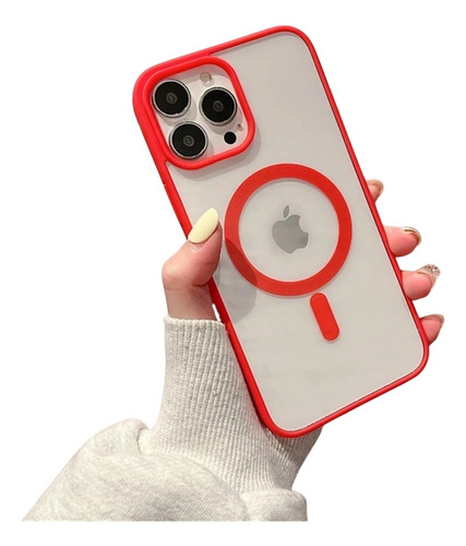 Funda Case Protector Magsafe Colors Anti Shock Para Iphone Rojo Iphone 12 Pro