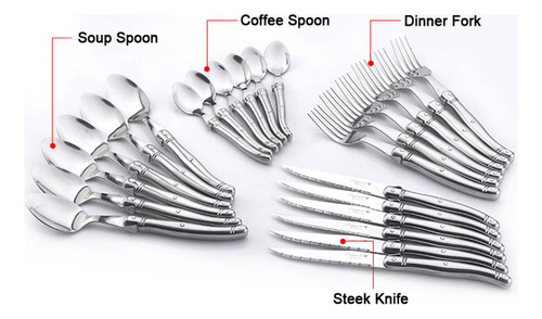 Juego De Vajilla De Acero Inoxidable Laguiole Silverware, 24