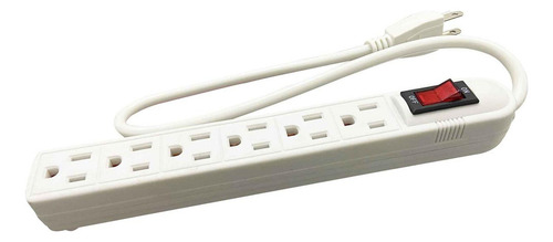 Barra Multicontacto Abs 6 Contactos 127v 15a Yeilite Color Blanco