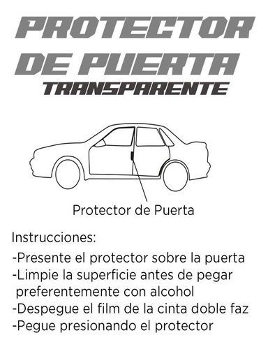 Imagen 3 de 6 de Kit Protector 4 Salva Puerta Transparente Auto Adhesivo Kit