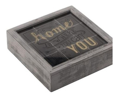 Imagen 1 de 5 de Caja De Te Tapa Cristal Home - Gris Këssa Muebles