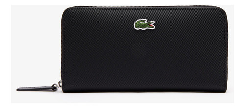 Billetera Lacoste Nf2900po Cierre Con Cremallera Para Mujer Color Negro Diseño de la tela Liso