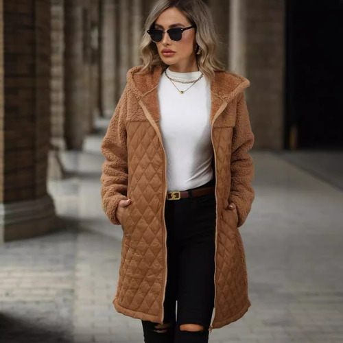 Abrigo De Felpa Con Cremallera Y Capucha De Moda Para Mujer