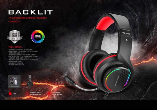 Imagen 6 de 8 de Auriculares Gamer Xtrike Me Gh-903 Usb Rgb 7.1 Pc Micrófono