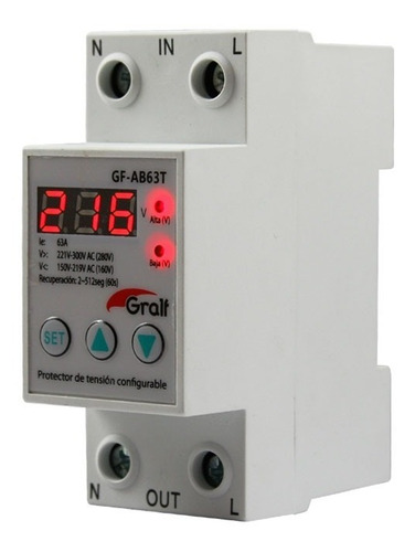 Protector Tensión Monofásico Configurable 63a Con Voltimetro