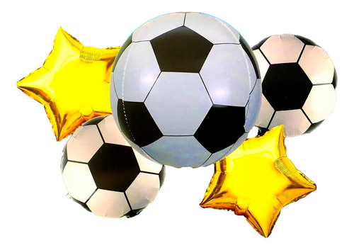 Decoración Globo Bouquet Futbol Balon Estrella Dorada