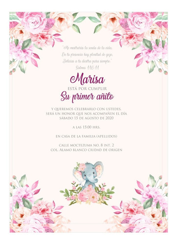 Plantilla Invitacion Baby Elefante En Word Docx