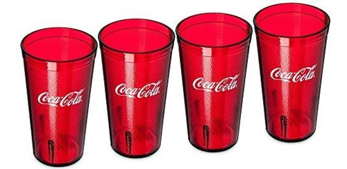 Juego Vaso Plastico Rojo Rubi Logotipo Coca 4 16 Oz