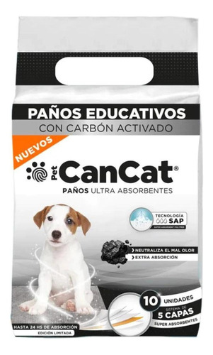 Cancat Paños Educativos Carbón Activado Por 10 Unidades