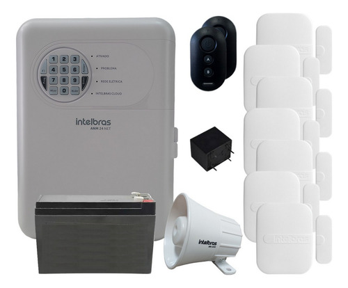 Alarme Intelbras Kit Anm 24 Net 7 Sensores Sem Fio