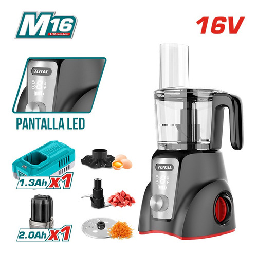 Licuadora 1.25l 16v + Bat 2ah + Carg + 3 Cuchillas Total