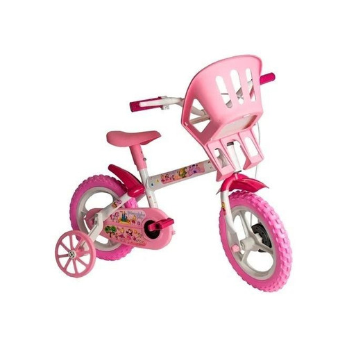 Imagem 1 de 3 de Bicicleta  infantil Styll Baby Princesinhas aro 12 freio tambor cor rosa/branco com rodas de treinamento