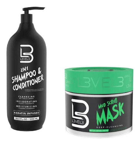 Kit Shampoo 2 En 1 + Mascarilla Mud Scrub Level 3
