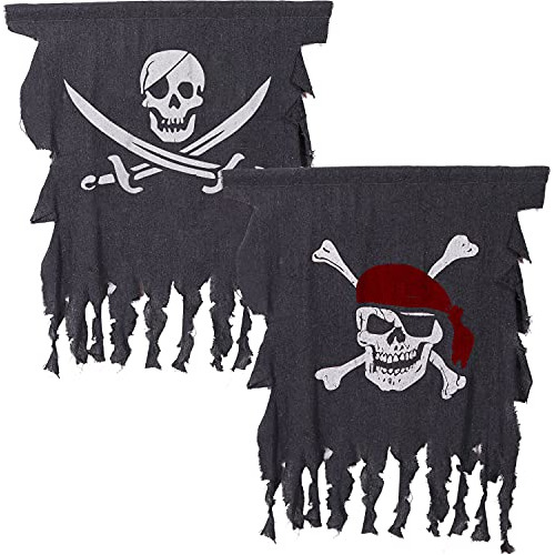 2 Piezas Halloween Pirata Bandera 3 X 2,5 Pies Jolly Bv26q