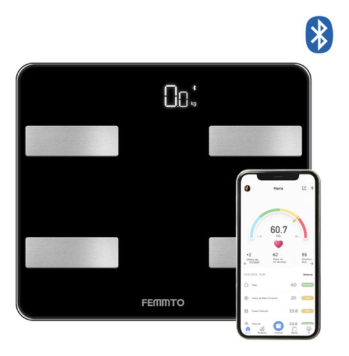 Bascula Digital de Peso Corporal Bluetooth Personal Personas Inteligente Femmto