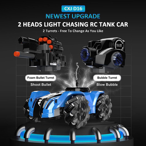 Cxj Rc Tank Car Chase Light Spot Run, 2 Cabezas Que Dispa...