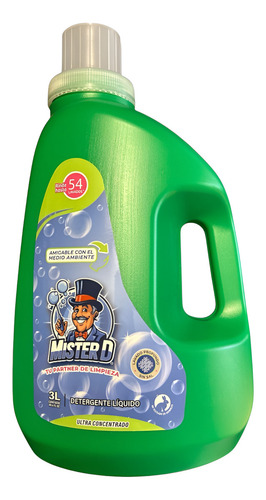 Detergente Líquido Mister D Hogar - Botella 3 Lt.