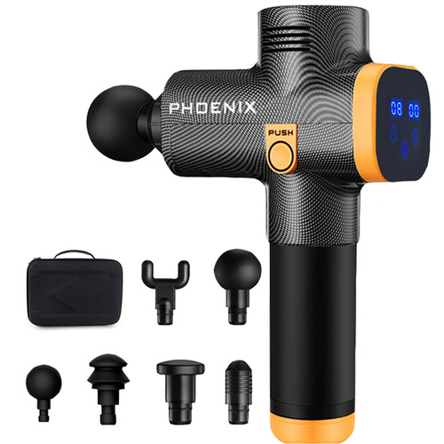 Pistola Massageadora Phoenix A2 6 Acessórios Profissional Cor Preto 110V/220V