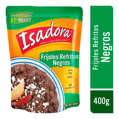 Frijoles Negros Refritos Isadora 6 Bolsas De 430g C/u Frijol