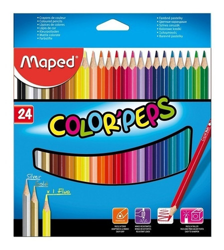 Lapices De Colores Maped X 24 Fluo Metal Libreria Constituci