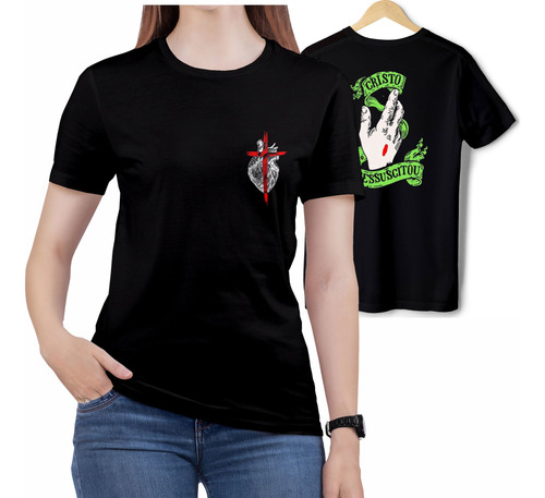 Camiseta Gospel Algodão T-shirt Feminina Jesus Cristã Cruz