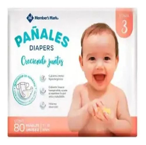 Pañales Desechables Member's Mark Etapa 3 Unisex 80 Piezas