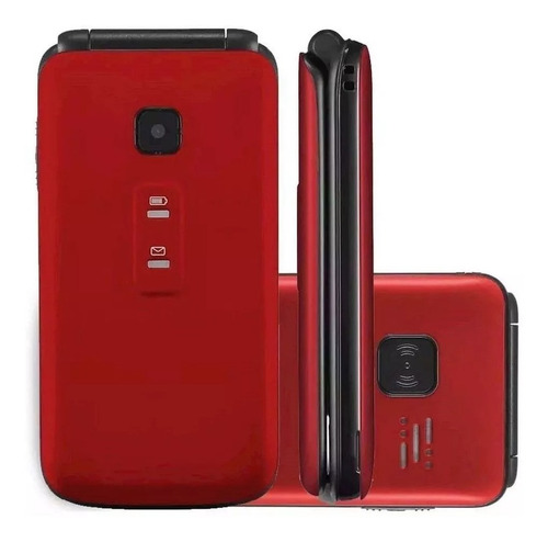 Celular Flip Vita Vermelho Dual Chip Quadriband P9021 2,4''