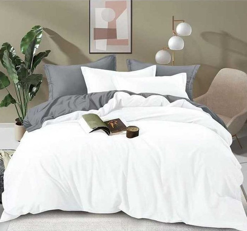 Duvet Cover Gris Liso Blanco Microfibra King