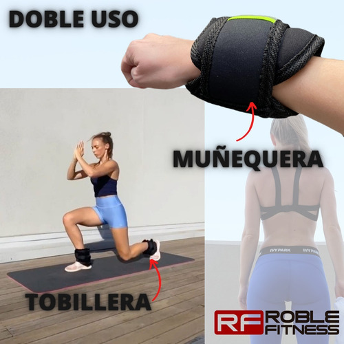 Imagen 2 de 10 de Tobillera Muñequera Con Peso Neoprene 1/2 Kg C/u Par