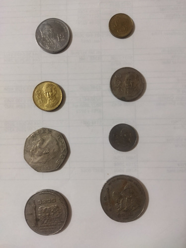 Monedas México 1985 Lote 9: 1 5 10 20 50 100 200 Pesos