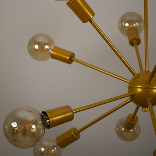 Luminária Pendente Lustre 12 Átomo Sala De Estar Estrutura Dourado